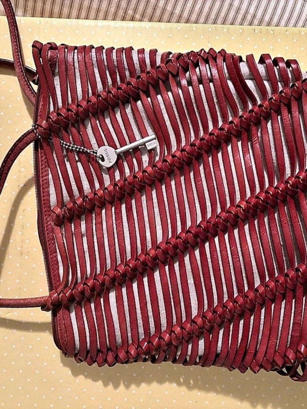 Kipling Woven Shoulder Bag in Red